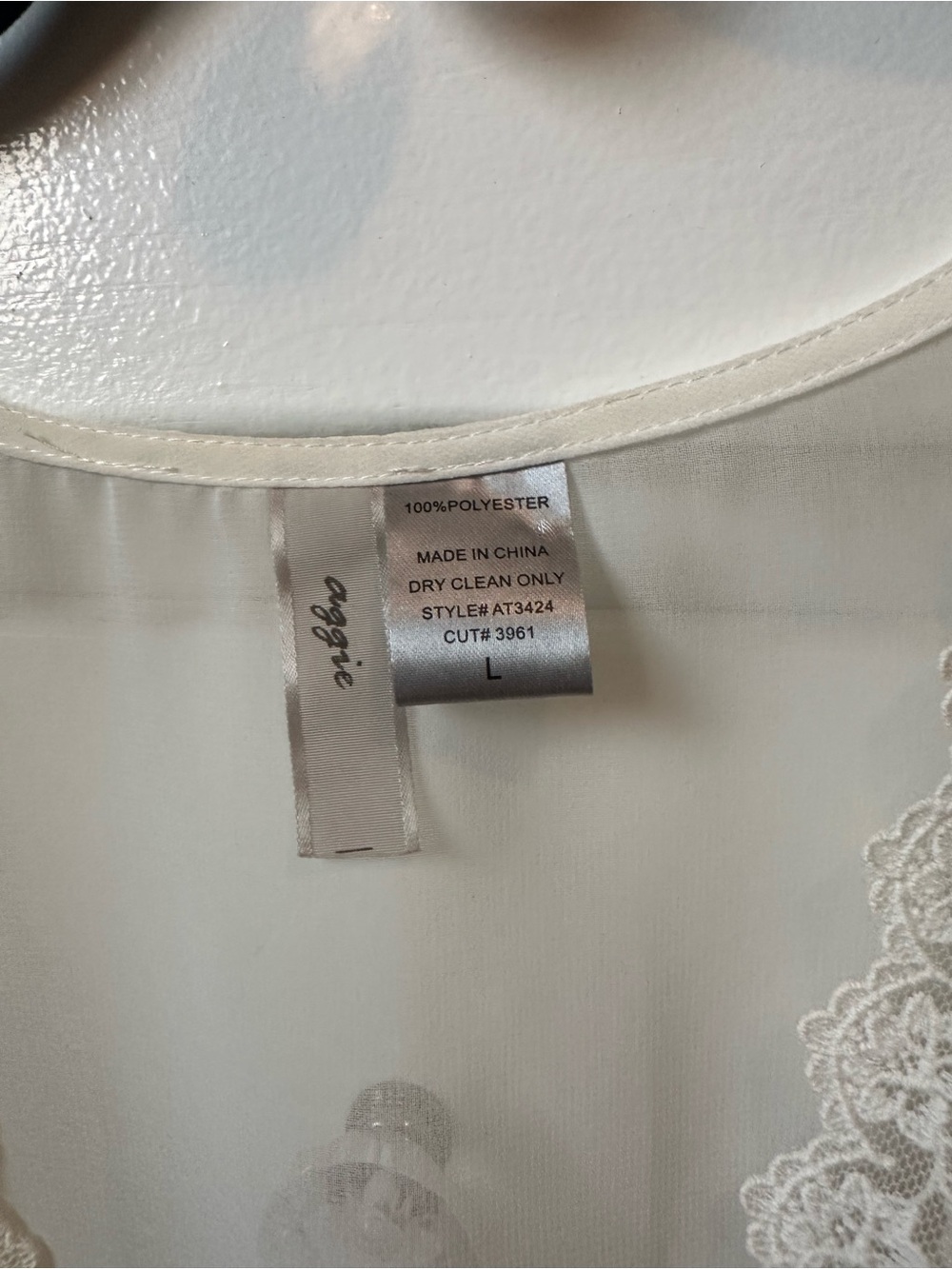 Ivory/white Lace-Trim Sheer Ruffle Peplum Blouse - Picture 3 of 4